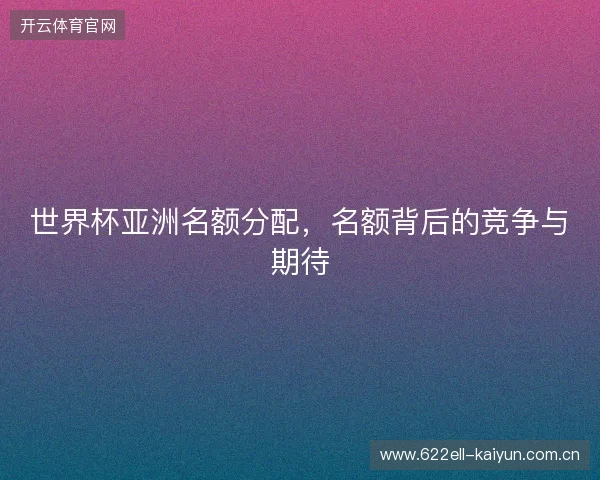 世界杯亚洲名额分配，名额背后的竞争与期待